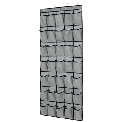35-Pocket Over The Door Shoe Organizer - Mesh Pockets Shoe Holder Rack With 4 Metal Hooks
