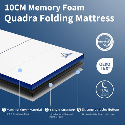 Doubleslee Folding Mattress Single Size, 4-Fold, 90x190x10cm