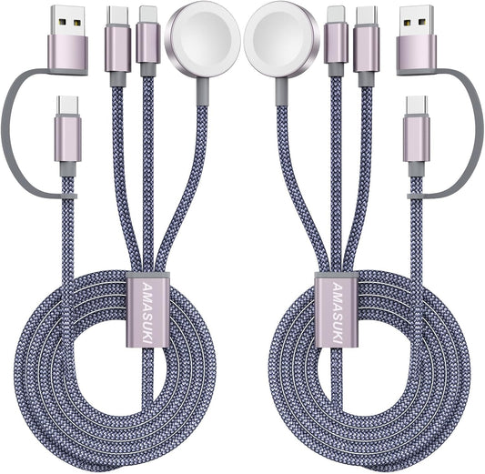 2Pack Upgraded 3 in 2 USB C Cable for Apple Watch iPhone Charger USB C Multi Charger Cable Compatible with iWatch Ultra/SE/11/10/9/8/7/6/5/4/3/2/1 &
