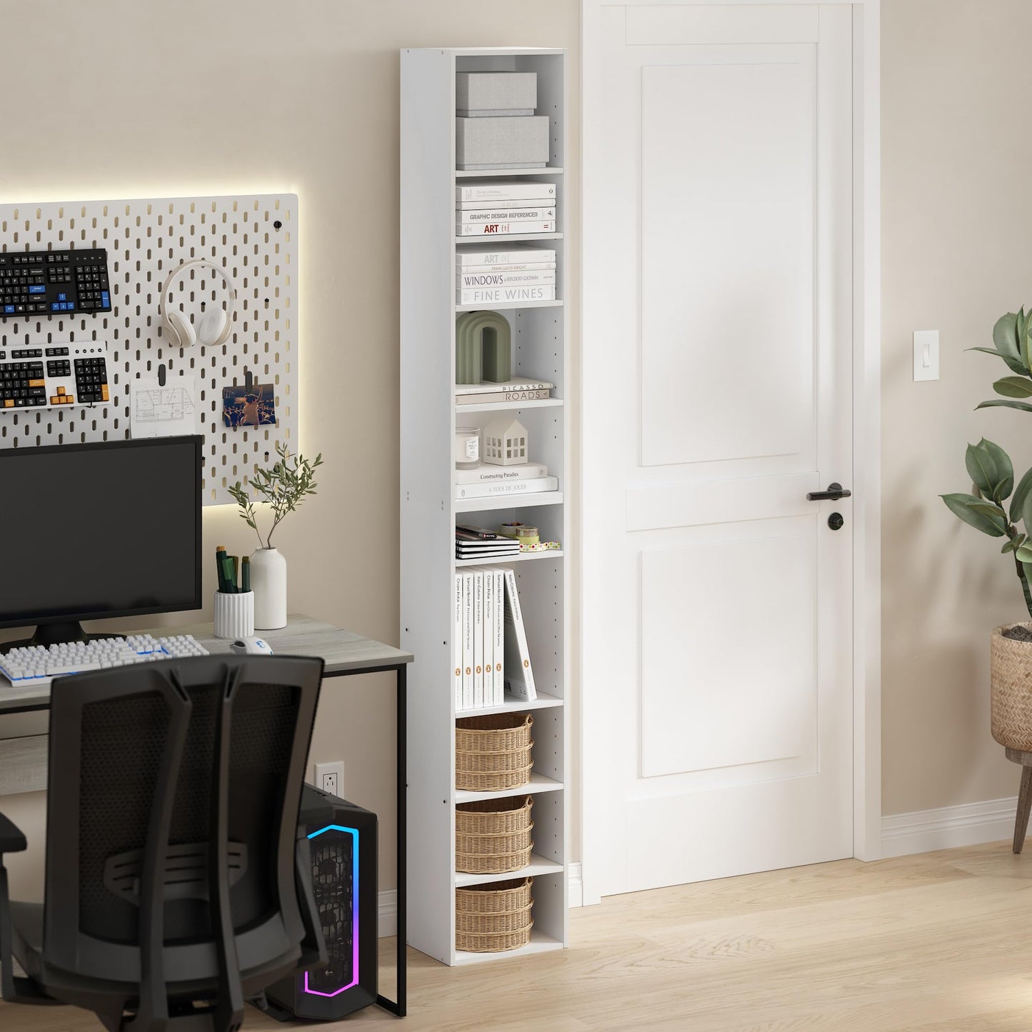 Furinno PASIR 10-Tier Open Shelf Bookcase, White