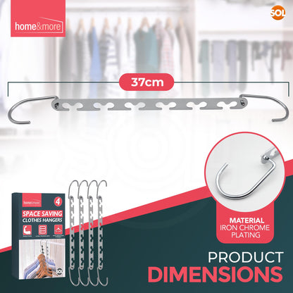 SOL 4pk Space-Saving Hangers - Multi Coat Anti-Slip Wardrobe Organiser
