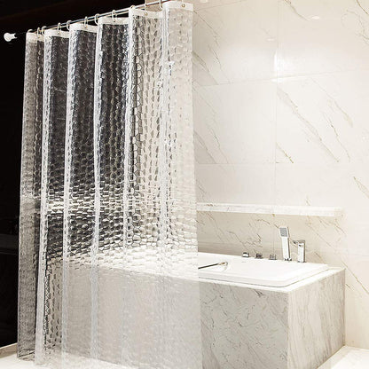 OTraki Shower Curtain 72 x 78 Inch Semi Transparent 3D Water Cube Design Bath Curtain EVA Waterproof and Mould Proof Resistant Washable Thicken