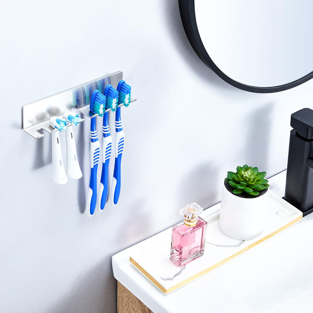YAYINLI Toothbrush Holder Wall Mounted - Electric Tooth Brush Holder for Bathroom, Self Adhesive Non Screw Toothbrush Head Holder