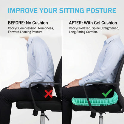 wiksite Gel Seat Cushion - Double Thick Egg Seat Cushion for Long Sitting Cool Breathable Honeycomb Design Chair Gel Cushion for Support and