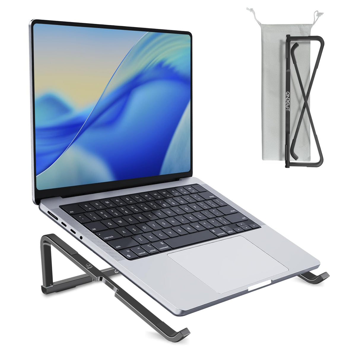 OneCut Foldable Laptop Stand for Desk, Aluminum Computer Stand for Laptop, Potable Laptop Riser, Laptop Stand, Compatible for MacBook Pro/Air, Dell