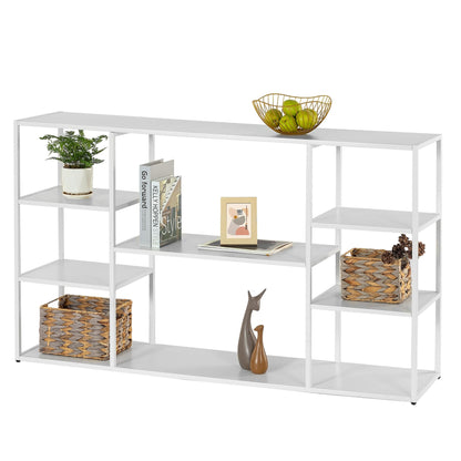 HDANI 140cm Long Sofa Console Table,Narrow Modern Entryway Table Behind Couch with Storage Shelves,4 tier Shelf Bookshelf for Living