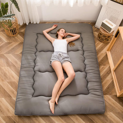 MAXYOYO Japanese Floor Mattress Futon Mattress, Thicken Tatami Mat Sleeping Pad Foldable Roll Up Mattress Dormitory Mattress Pad Floor Lounger Pillow