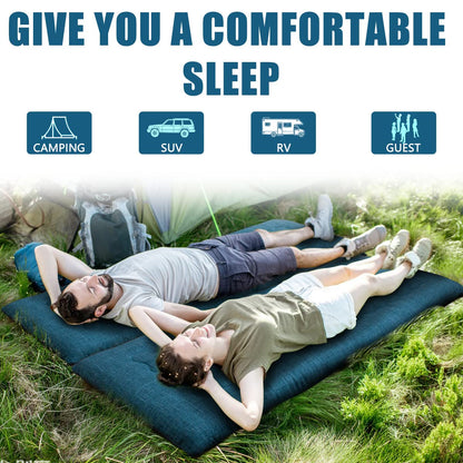 MAXYOYO Portable Foldable Futon Mattress, Hypoallergenic Fabric and High-Density Foam Mattress Pad with Handle and Zipper for Outdoor Indoor Camping