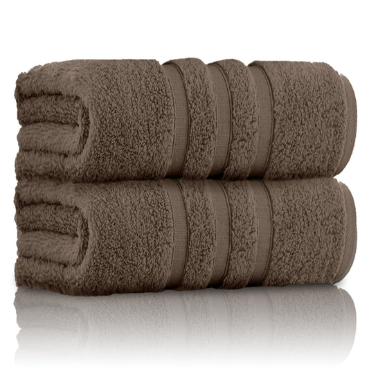 GC GAVENO CAVAILIA Pack of 2 Ultra Soft Super Absorbent Bath Sheets, 550 GSM 100% Cotton Line Texture Towels, Cocoa, 80x140 Cm