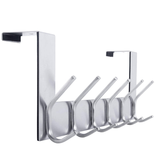 WEBI Over The Door Hook Door Hanger:Over The Door Towel Rack with 6 Hooks for Hanging Coats,Over Door Coat Hanger Rack for Towels,Clothes,Back of