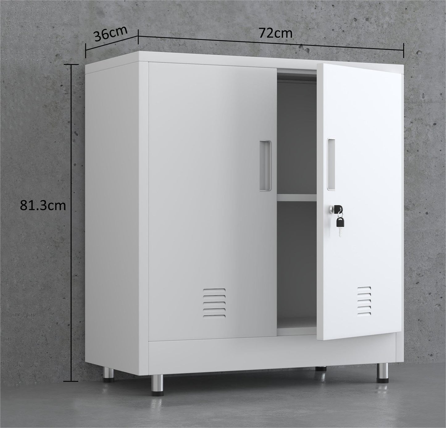 JINGUR Metal Storage Cupboard with Locking Doors and Adjustable Shelf, Small Lockable Sideboard Buffet Cabinet for Home Office Hallway Entryway