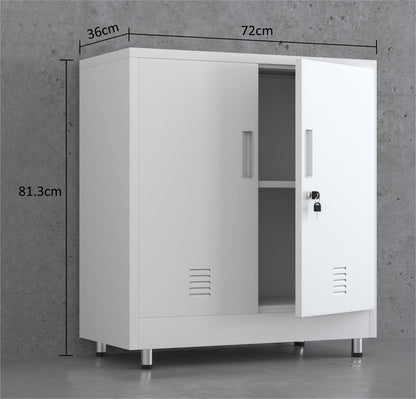 JINGUR Metal Storage Cupboard with Locking Doors and Adjustable Shelf, Small Lockable Sideboard Buffet Cabinet for Home Office Hallway Entryway