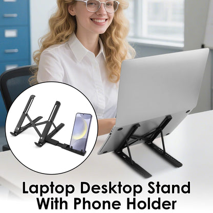 pawpoem Laptop Stand for Desk, Adjustable Laptop Riser, 12 Height Levels Portable, Foldable Notebook Stand