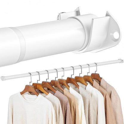 Wardrobe Rail 42-160cm Extendable Clothes Rail White Wardrobe Pole Stainless Steel Adjustable Clothes Rail Heavy Duty Hanging Rails For