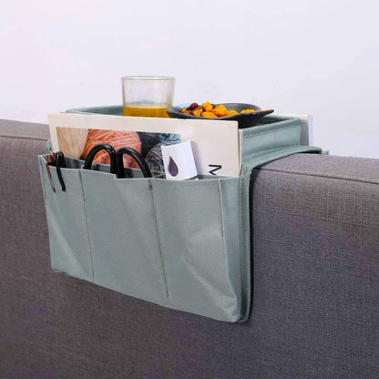 Sofa Armrest Organizer Couch Caddy Armchair Hanging Storage Bag Sofa Space Saver Arm Rest Chair Organiser with Cup Holder Tray for Phone, Books