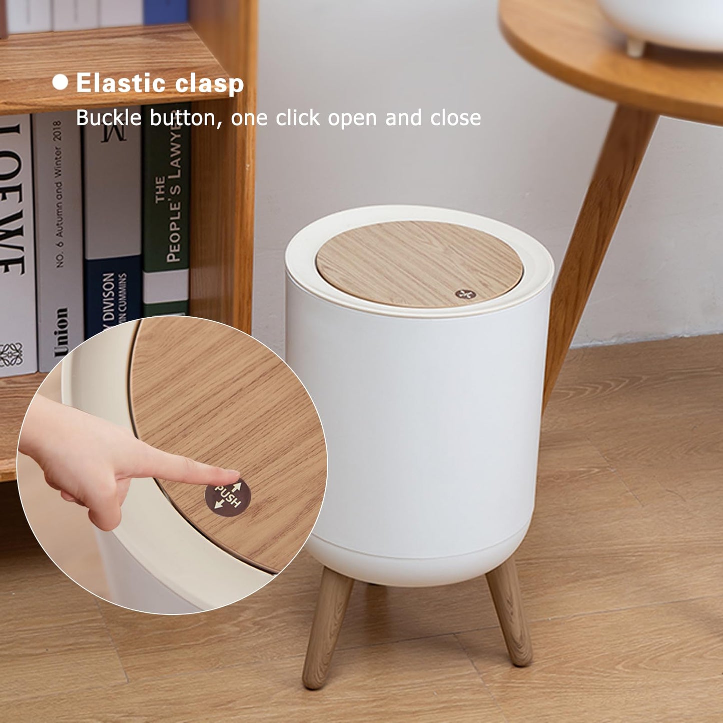 U2PICK Mini Trash Bin with Lid, 9 Liter Garbage Bin, Modern Waste Bin with Legs, Plastic Trash Can Suitable for Kitchen, Bathroom, Bedroom, Living