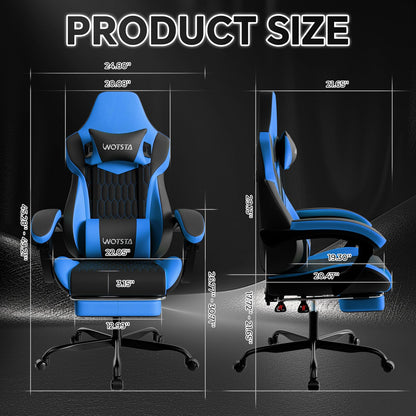 WOTSTA Gaming Chair, Ergonomic Gaming Chair with Footrest and Lumbar Support, Computer Chairs