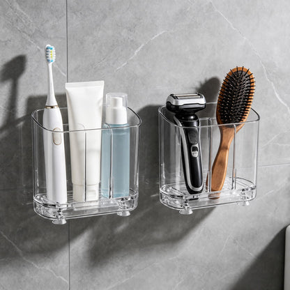 2Pcs 2-Slot Electric Toothbrush Holder Wall & Counter, No-Drill