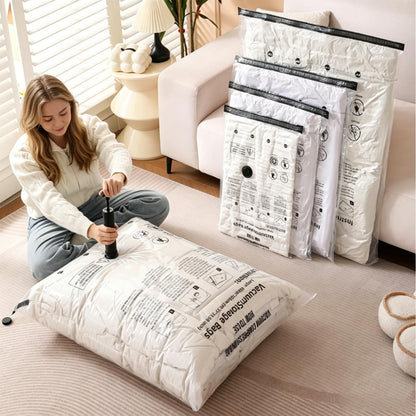 Bighan Vacuum Storage Bags 9 Pack(3 Large + 3 Medium + 3 Small) Reusable Space Saver Bags Vacuum Compression Zipper Storage Bags with Airtight Valve