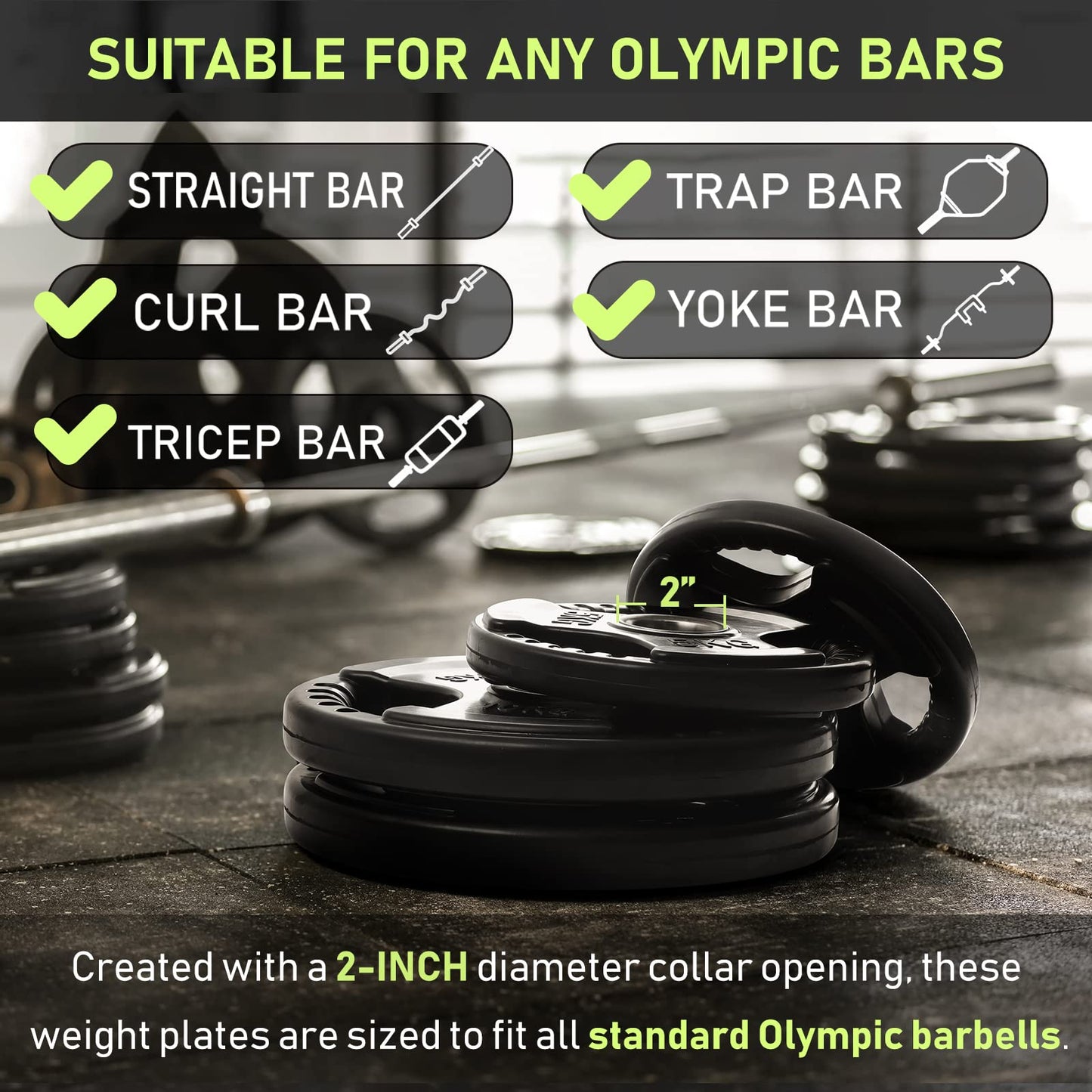 PhysKcal 1.25kg, 2.5kg Rubber Weight Plates Set for Olympic Barbells, Barbell Weights Set, Dumbbells Plates for International Barbells, Change Plates,