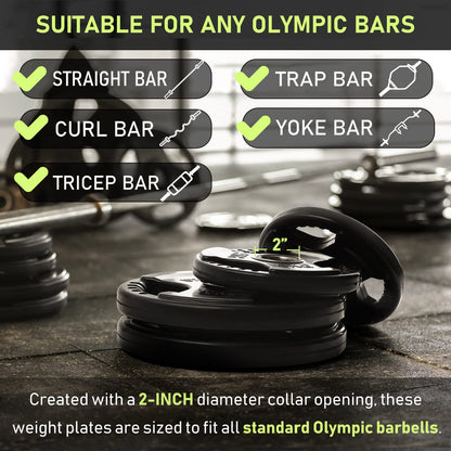 PhysKcal 1.25kg, 2.5kg Rubber Weight Plates Set for Olympic Barbells, Barbell Weights Set, Dumbbells Plates for International Barbells, Change Plates,