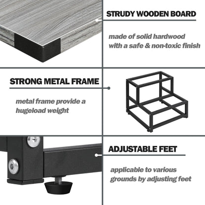 LIANTRAL Step Stools for Adults Kids, 2 Step Stool, Heavy Duty Steel and Sturdy Wooden Step Stool Helper, Supports Up to 200 kg, Foot Stool for High