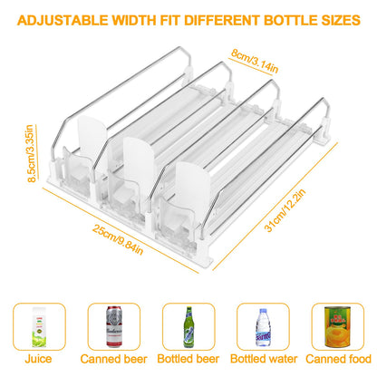 XTDMJ Automatic Can Dispenser for Fridge, Upgraded Self-Pushing Drinks Organizer Holds 12 Cans, 3 Rows, 31x25 cm