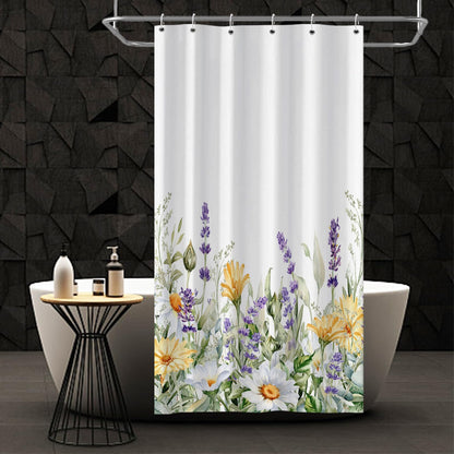Bovlleetd Purple Lavender Small Shower Curtain Spring Botanical Watercolor Rustic Flowers Plant Shower Curtain for Bathroom Waterproof Fabric Bathtub
