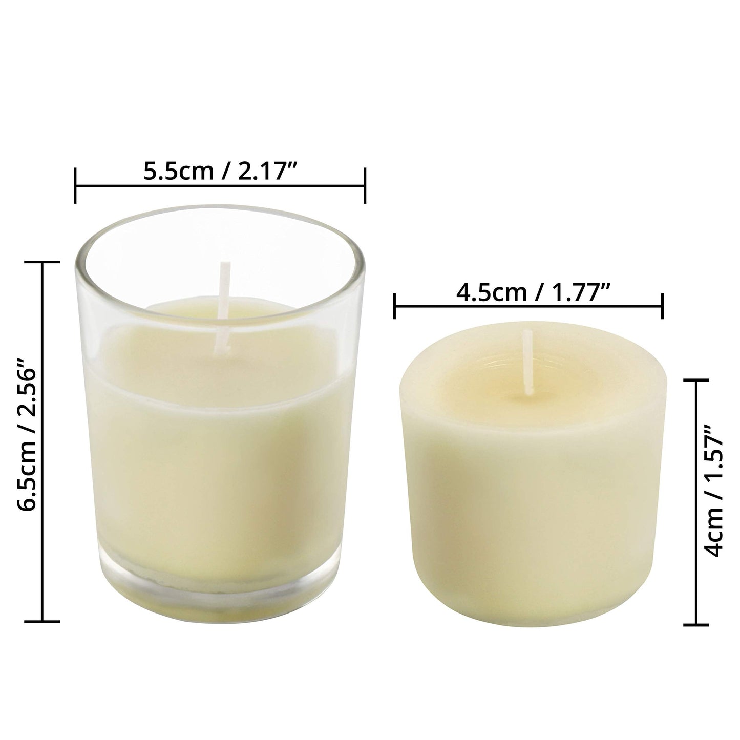 Belle Vous Unscented Clear Glass Filled Votive Candles (24 Pack) - 12 Hour Burn Time - Clear Glass Holders with Hand Poured Warm White Wax Candles -