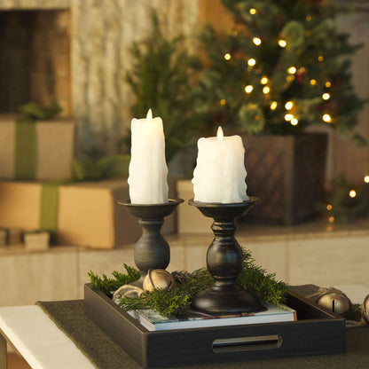 Luminara White Heavy Wax Drip Flameless LED Pillar Candle, Real Wax, Timer Function, 2.5 x 6.5 inch