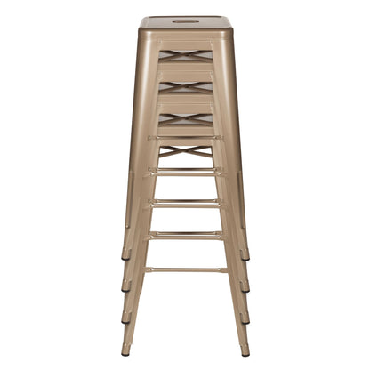 hjh OFFICE Barstool bistro stool VANTAGGIO HIGH metal stackable sturdy bistro stool metallic gold