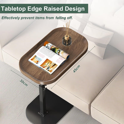 Adjustable Height C Shaped Side Table, Lift up Laptop Tv Tray for Sofa and Bedside, 360°Swivel Small Coffee C Table, Modern Under Sofa Table