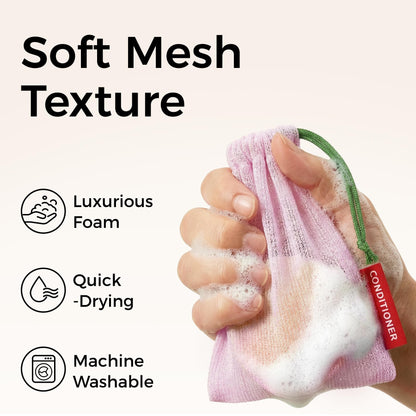 ZOMCHI Mesh Soap Bags for Shower, Body & Shampoo Bars, 3 Pack, Pink
