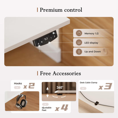 Klicelor Eletric Height Adjustable Desk, Movable Monitorstand, 160x60cm