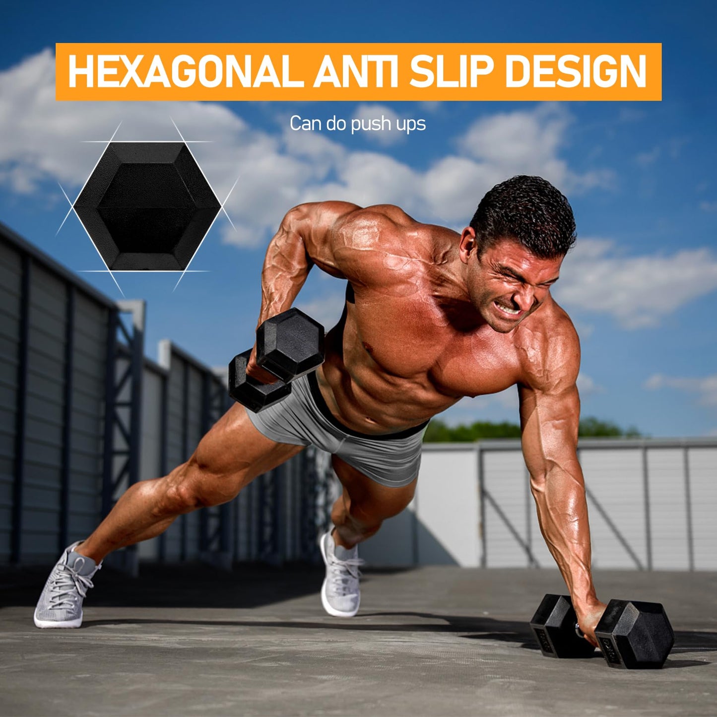 ACTIVE FOREVER Dumbbells Set of 2, Hex Dumbbells Pair, Black Rubber Hex Dumbbell, Household Rubberized Dumbells Set (2?10kg)
