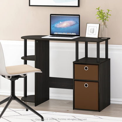 Furinno JAYA Simplistic Computer Study Desk with Bin Drawers, Espresso