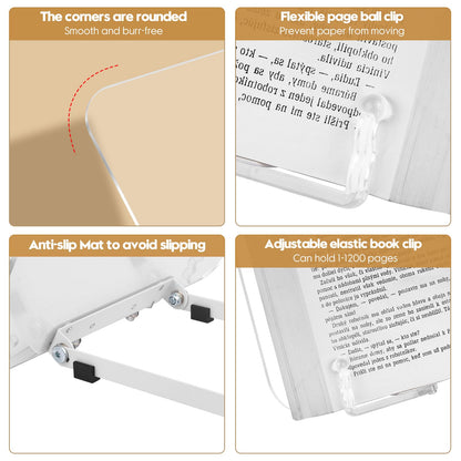 Acrykli Book Stand for Reading, MSDADA Adjustable Book Holder, Foldable Recipe Cook Book Stand for Kitchen