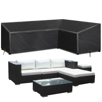 RICHIE L-Shape Garden Furniture Covers Waterproof, Outdoor Patio Rattan Corner Sofa Cover, L Shape Garden Sofa Covers Heavy Duty Windproof Rip Proof