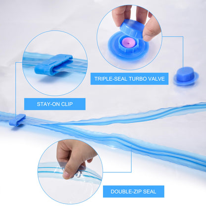 ZWMYF Small Vacuum Storage Bags. Space Saver Bags for Travel and Home Reusable Vacuum Storage Bags Save 80% More Storage Space Work with Vacuum