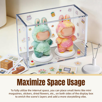 Mcbazel Premium Thick Acrylic Display Case Compatible with Labubu Doll, 92% UV Protection & Dustproof, Magnetic Display Box for POP MART Labubu