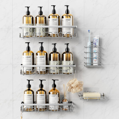Deyhoc 5 Pack Rustproof Stainless Steel Shower Caddy - Silver