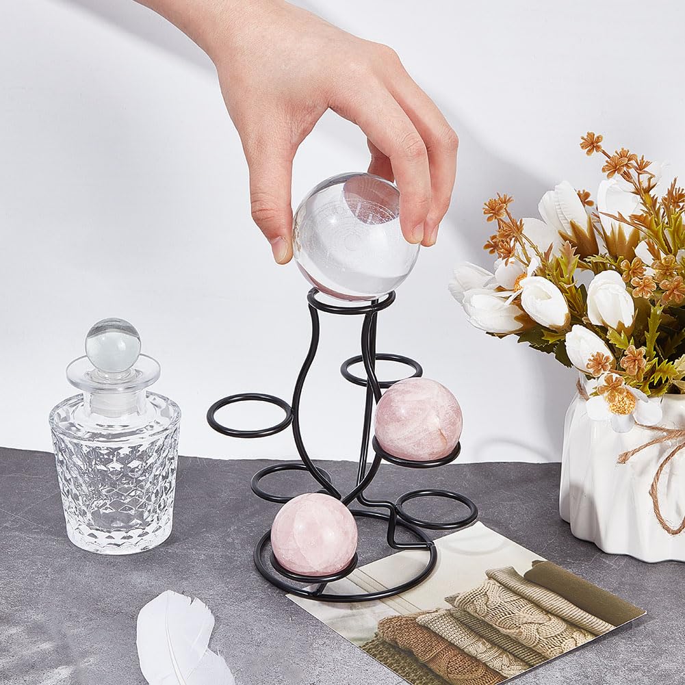 NBEADS Crystal Ball Holders, 7 Eggs Display Stand Black Iron Multi-Sphere Display Holder for Crystal Ball Sphere Globe Home Office Decor Ornament