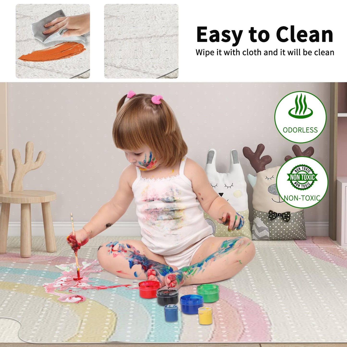 WASJOYE Office Chair Mat for Carpet, 90x120 cm Clear Carpet Floor Protector Cover PVC Mat with Non-Slip Studded