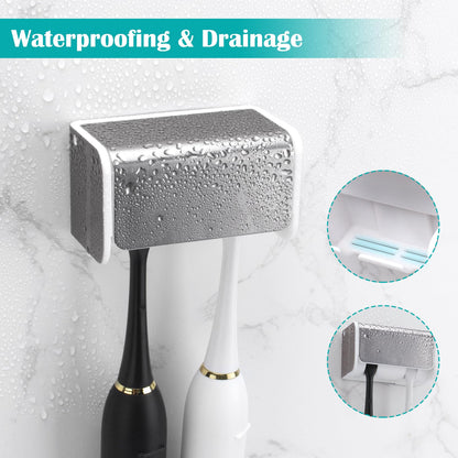 PARKMANI 2pcs Toothbrush Holders for Bathroom, Electric Toothbrush Holder Wall Mounted, Waterproof Self Adhesive Toothbrush Caddy for Family
