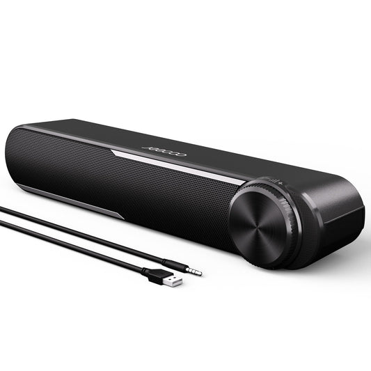 Jeecoo A30 PC Speakers, Computer Speakers for Desktop Monitor, USB Powere PC Soundbar, 3.5mm Aux Input Wired Soundbar for Desktop Laptop Phone