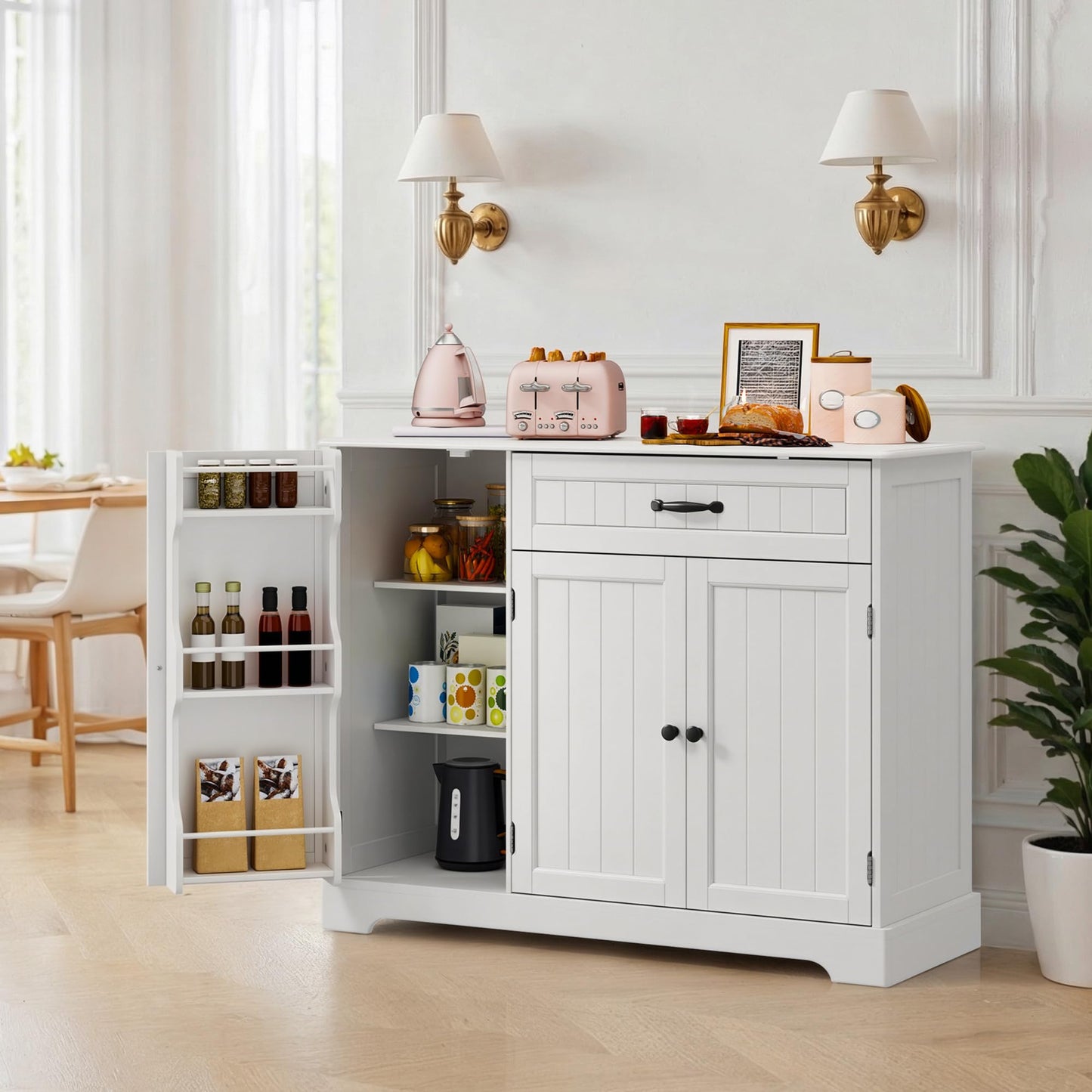 Xbro Sideboard Cabinet, Kitchen Storage Cupboard with Drawer