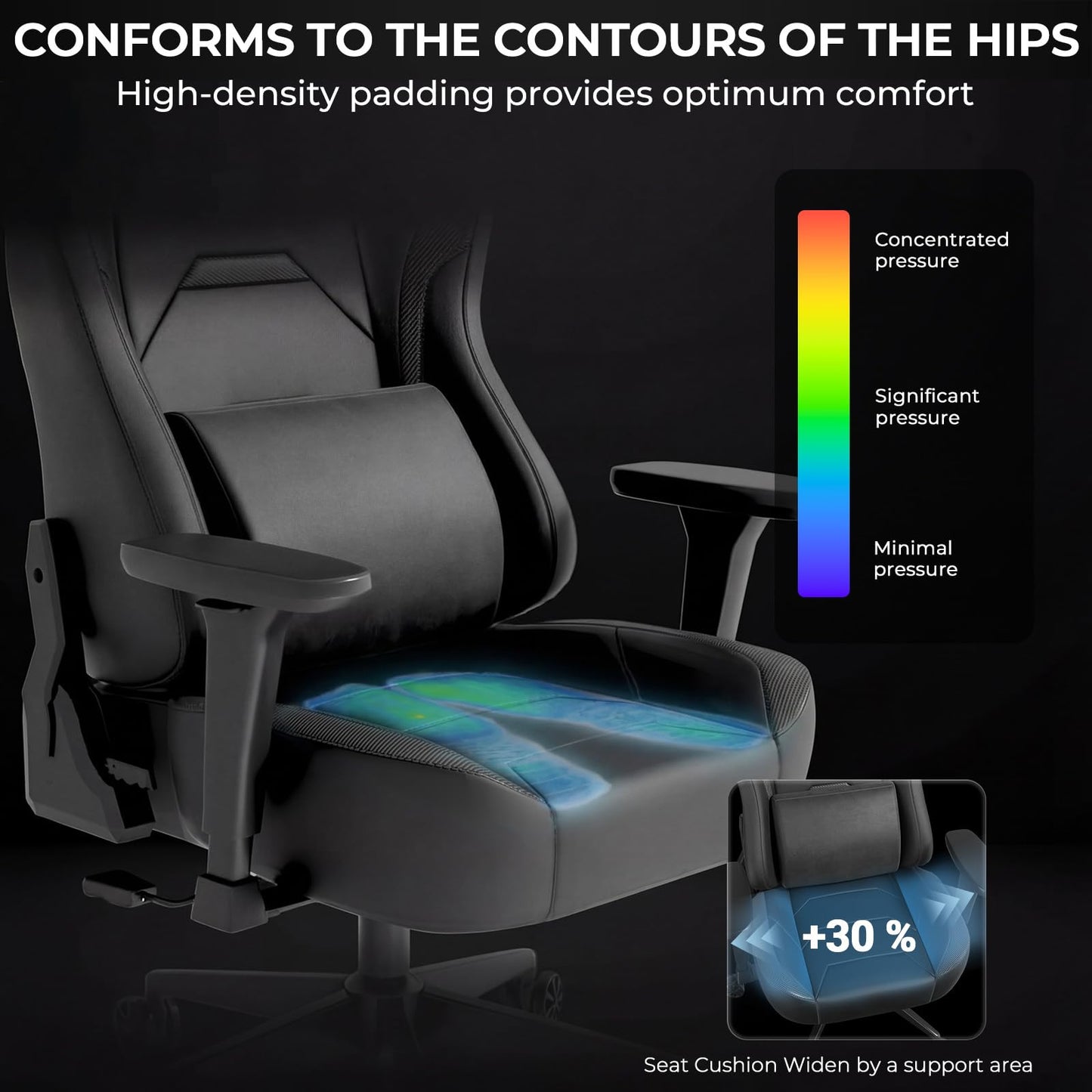 JUMMICO Suede Gaming Chair, Ergonomic Office Chair with 3D Armrests, Desk Chair with Wider Backrest for Gaming, Working, Study