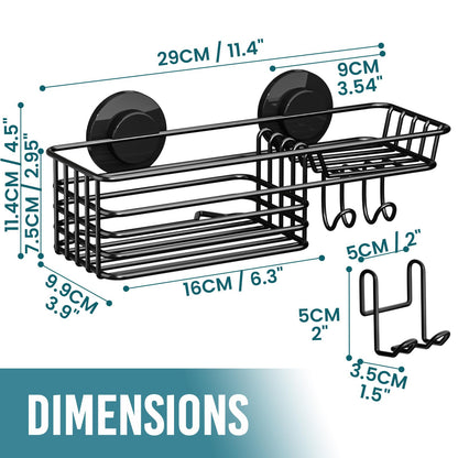 TAILI Suction Shower Caddy Stainless Steel Rustproof Suction Cup, Black