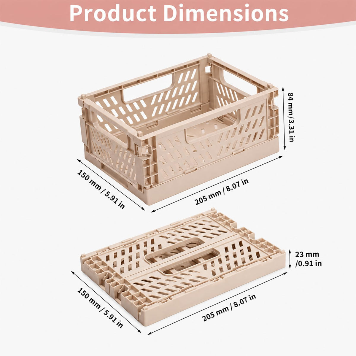 PIANKEKE 4 Pcs Collapsible Storage Boxes, Stackable Storage Baskets, Folding Crates, Foldable Basket