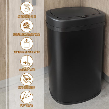 display4top Stainless Steel Automatic Touchless Kitchen Bathroom Sensor Bin,Trash Can,Touch Bin (58LRound)
